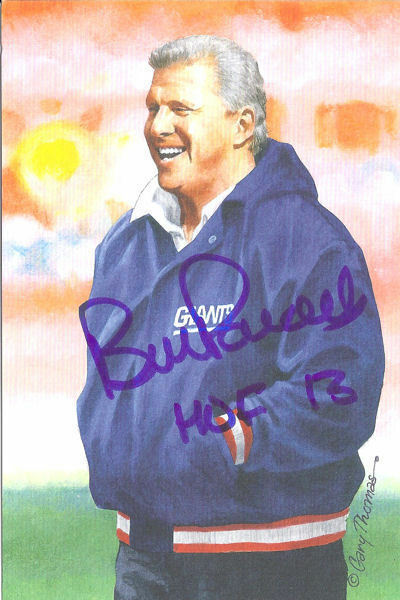 Bill Parcells Autographed New York Giants Goal Line Art Card Blue HOF 12693