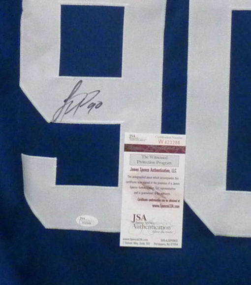 Jason Pierre-Paul Autographed/Signed New York Giants Blue XL Jersey JSA 12754