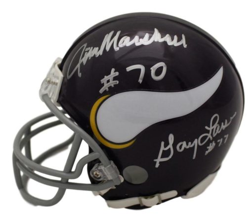 Purple People Eaters Autographed Minnesota Vikings Mini Helmet PPE JSA 12765