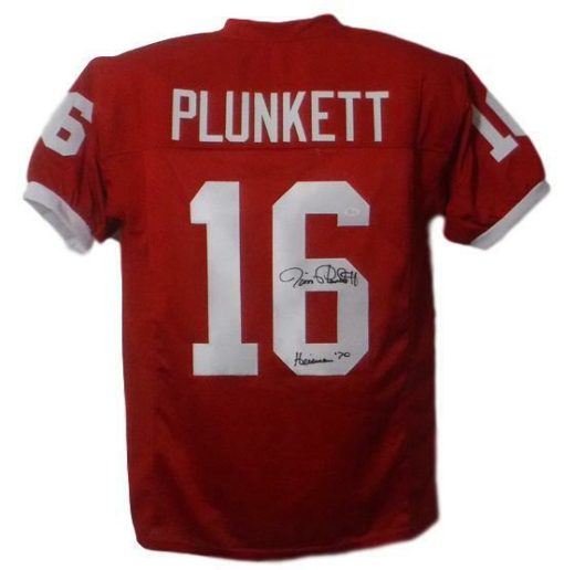 Jim Plunkett Autographed Stanford Cardinals Red XL Jersey Heisman JSA 12769