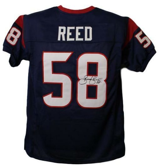 Brooks Reed Autographed/Signed Houston Texans Blue XL Jersey 12835