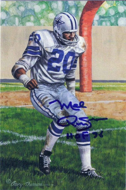 Mel Renfro Autographed Dallas Cowboys Goal Line Art in Blue HOF 12847