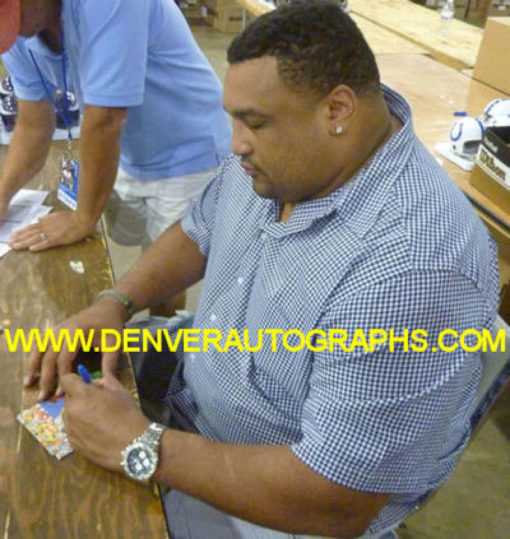 Willie Roaf Autographed New Orleans Saints Goal Line Art Card Blue JSA 12909