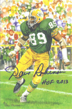 Dave Robinson Signed Green Bay Packers Goal Line Art Card HOF Blue 12932