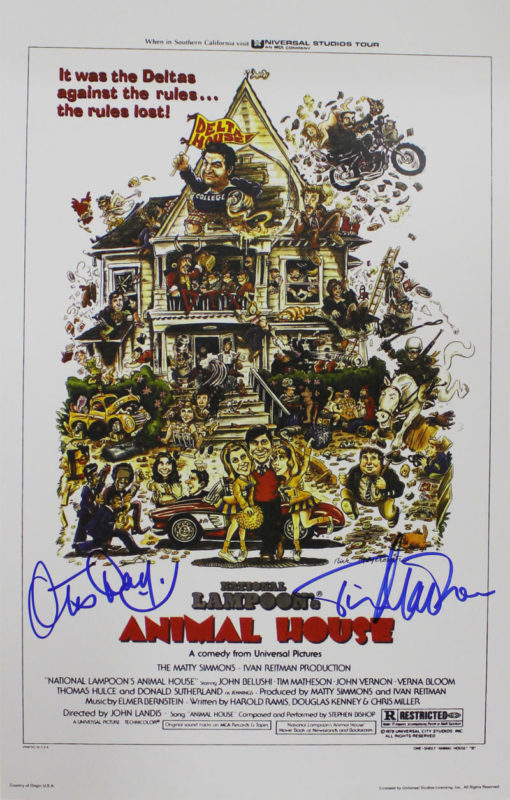 Tim Matheson & Otis Day Autographed Animal House 11x17 Poster Print 13000