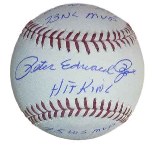 Pete Edward Rose Autographed/Signed Cincinnati Reds OML Stat Baseball JSA 13006