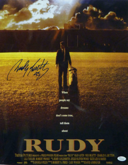 Rudy Ruettiger Autographed/Signed Rudy Movie Poster 16x20 Photo JSA 13021