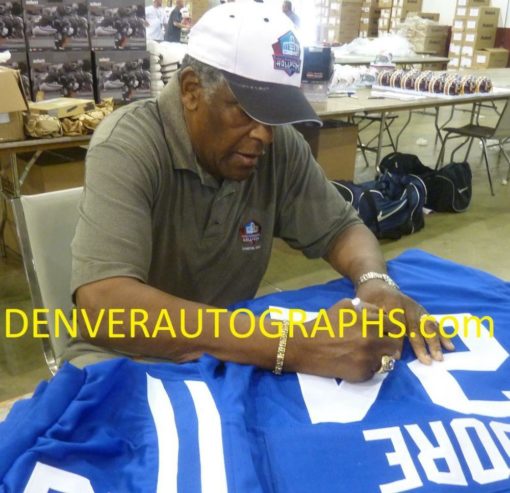 Lenny Moore Autographed/Signed Baltimore Colts Blue XL Jersey HOF JSA 13061