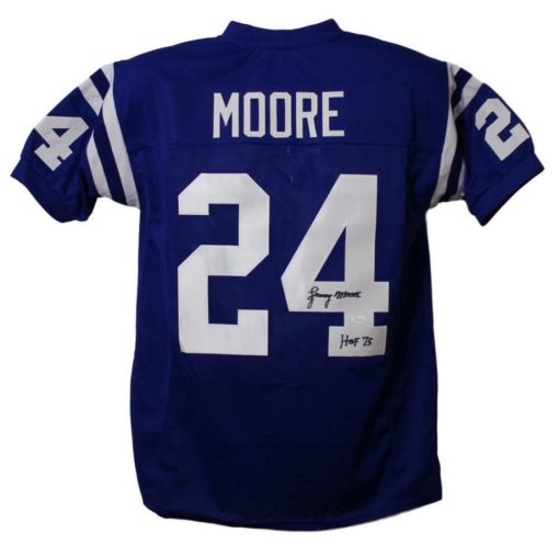 Lenny Moore Autographed/Signed Baltimore Colts Blue XL Jersey HOF JSA 13061