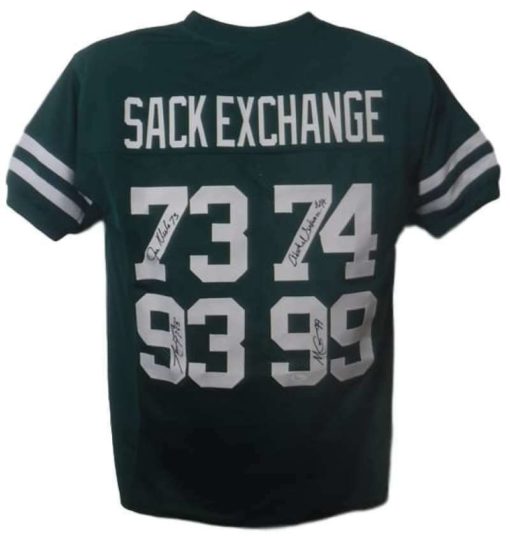 New York Jets Sack Exchange Autographed/Signed Green XL Jersey JSA 13063