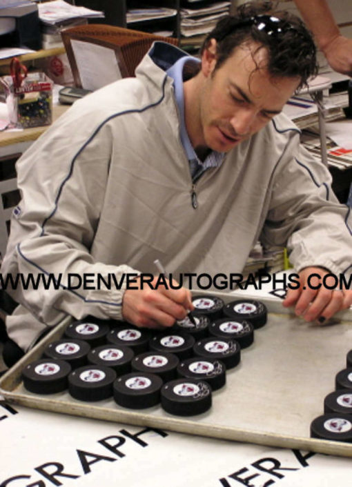Joe Sakic Autographed Colorado Avalanche Logo Hockey Puck BAS 13073