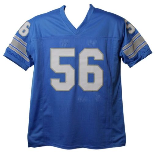 Joe Schmidt Autographed/Signed Detroit Lions Blue XL Jersey 13111