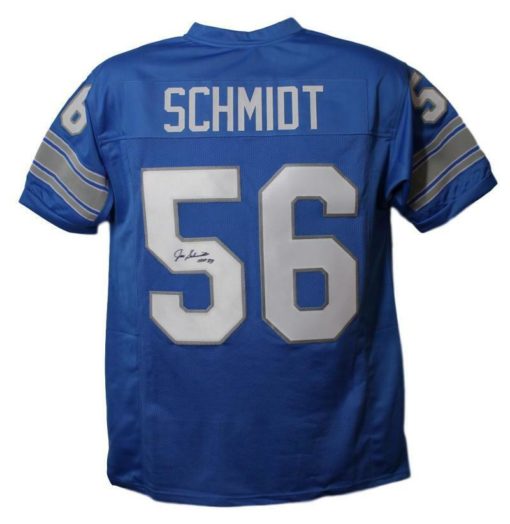 Joe Schmidt Autographed/Signed Detroit Lions Blue XL Jersey 13111