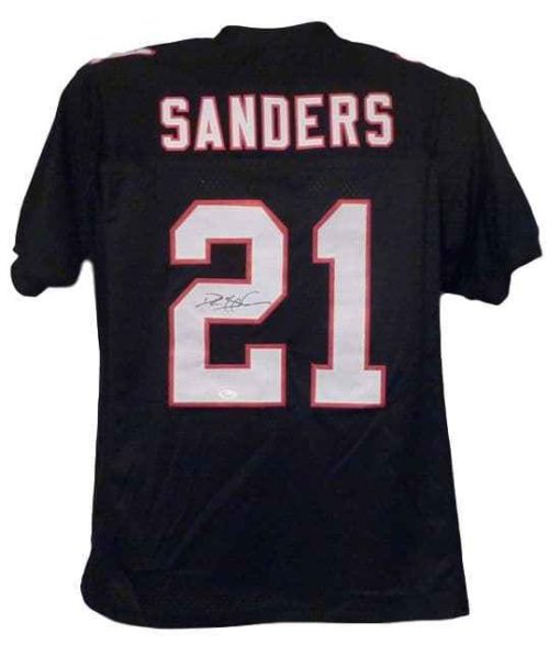 Deion Sanders Autographed/Signed Atlanta Falcons Size XL Black Jersey JSA 13113