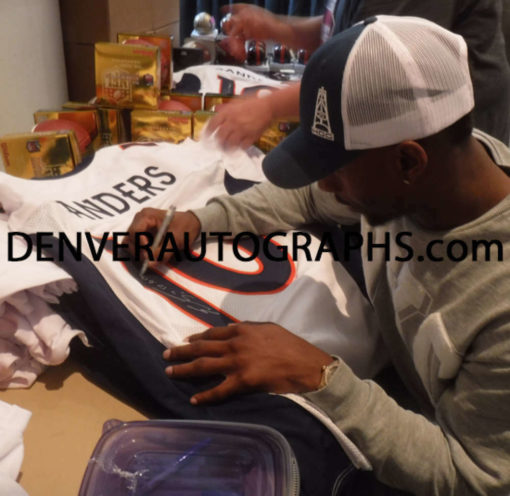 Emmanuel Sanders Signed Denver Broncos White XL Jersey SB 50 Champs JSA 13129