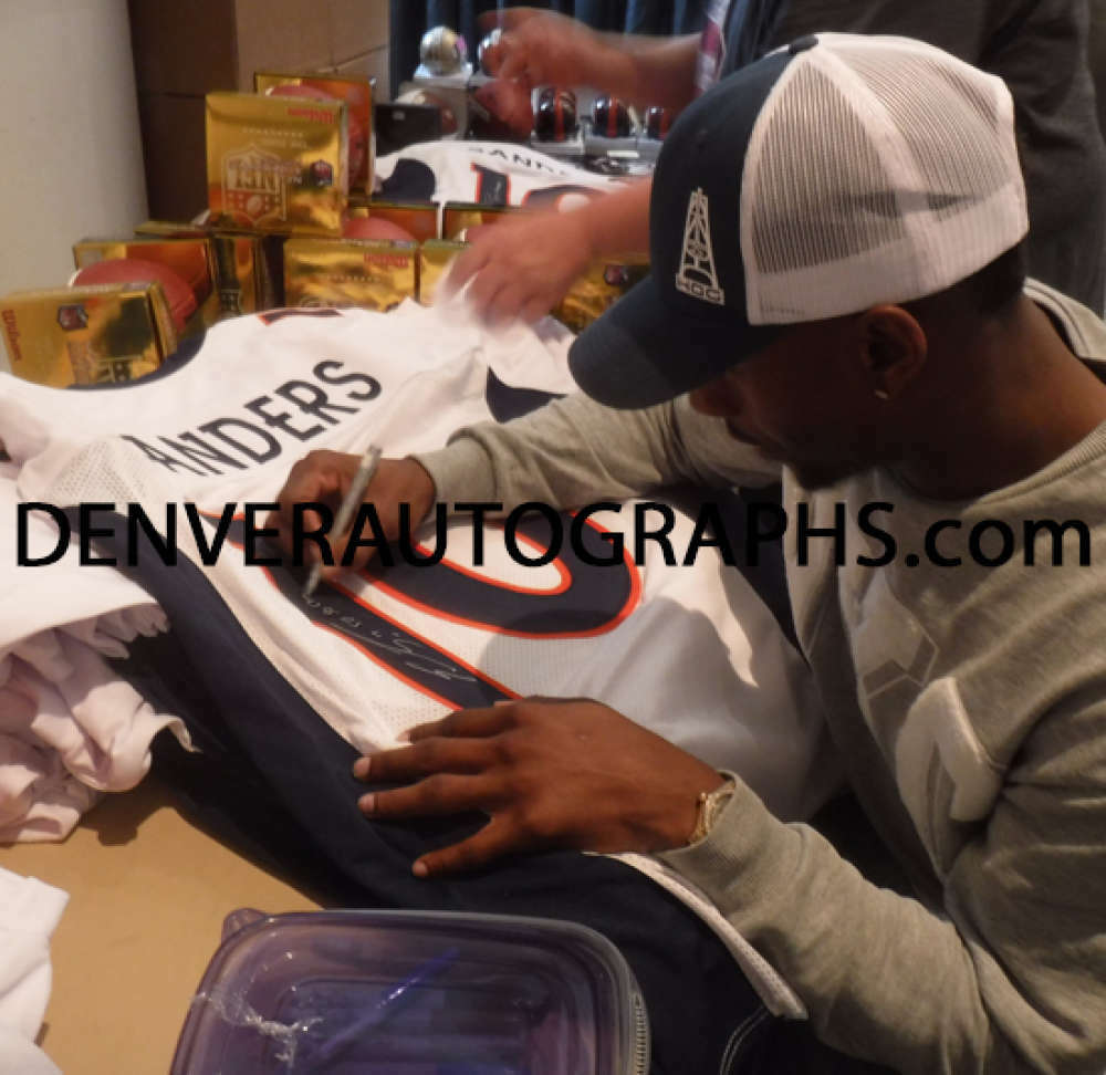 Emmanuel Sanders Signed Denver Broncos White XL Jersey SB 50 Champs JSA 13129 Denver Autographs