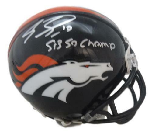 Emmanuel Sanders Signed Denver Broncos Mini Helmet SB 50 Champ JSA 13133