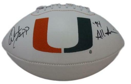 Warren Sapp Autographed Miami Hurricanes White Logo Football JSA 13142
