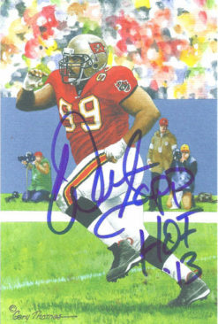 Warren Sapp Autographed Tampa Bay Buccaneers Goal Line Art Blue HOF 13144