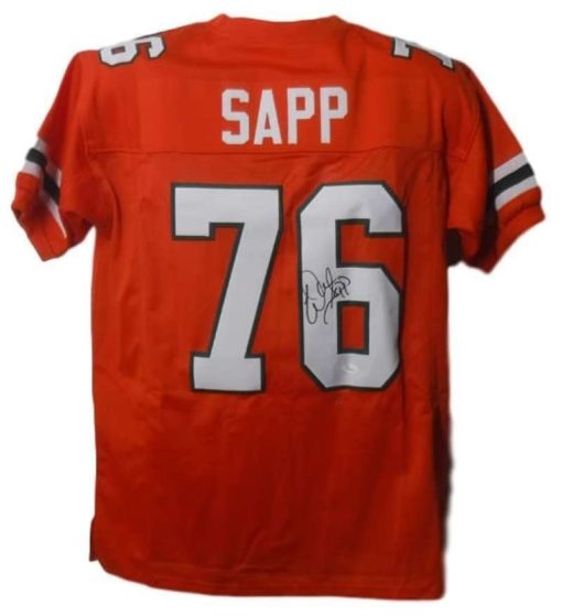 Warren Sapp Autographed/Signed Miami Hurricanes Orange XL Jersey JSA 13148