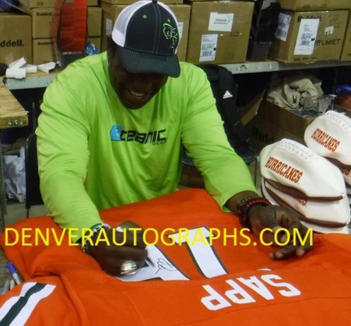 Warren Sapp Autographed/Signed Miami Hurricanes Orange XL Jersey JSA 13148