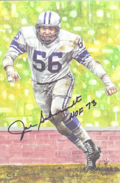 Joe Schmidt Autographed Detroit Lions Goal Line Art HOF 73 Black 13176