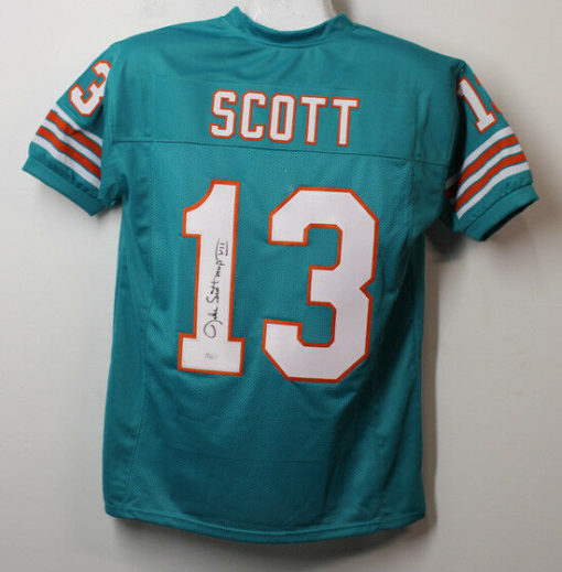 Jake Scott Autographed/Signed Miami Dolphins Teal XL Jersey MVP JSA 13180