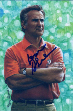 Don Shula Autographed/Signed Miami Dolphins Goal Line Art Card Blue 13222