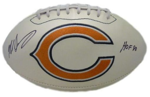 Mike Singletary Autographed Chicago Bears White Logo Football HOF 13235
