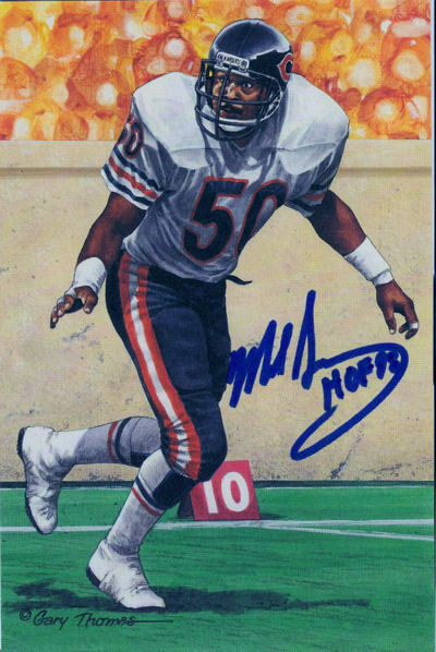Mike Singletary Autographed Chicago Bears Goal Line Art Card Blue HOF 13238