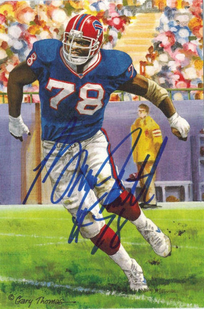 Bruce Smith Autographed/Signed Buffalo Bills Goal Line Art Card Blue 13262
