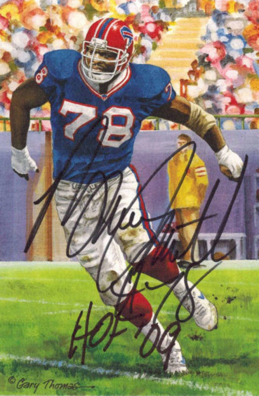 Bruce Smith Autographed Buffalo Bills Goal Line Art HOF 09 Black 13263