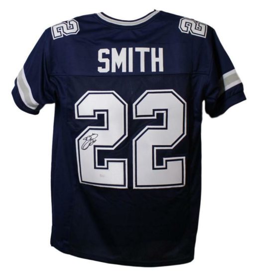 Emmitt Smith Autographed/Signed Dallas Cowboys XL Blue Jersey JSA 13277