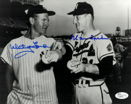Whitey Ford & Warren Spahn Signed New York Yankees Braves 8x10 Photo JSA 13328