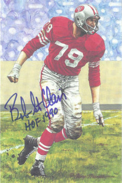 Bob St Clair Autographed San Francisco 49ers Goal Line Art Card Blue HOF 13333