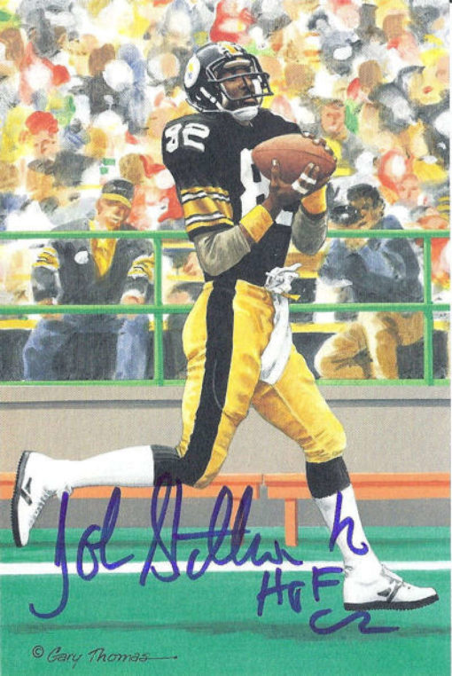 John Stallworth Signed Pittsburgh Steelers Goal Line Art Card Blue HOF 13347