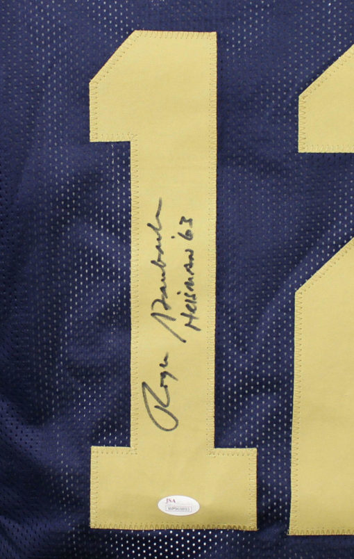 Roger Staubach Autographed/Signed Navy XL Blue Jersey Heisman 63 JSA 13362