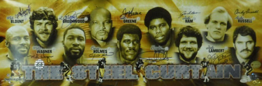 Steel Curtain Signed Steelers Panoramic 9 Sigs Greene Lambert Ham JSA LOA 13369