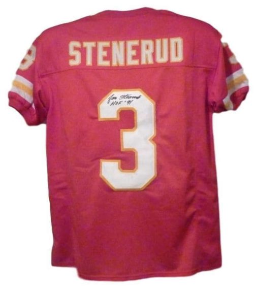 Jan Stenerud Autographed/Signed Kansas City Chiefs Red XL Jersey HOF 13375