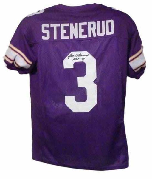 Jan Stenerud Autographed/Signed Minnesota Vikings Purple XL Jersey HOF 13376
