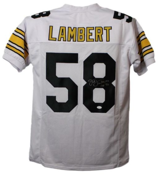 Jack Lambert Autographed Pittsburgh Steelers White XL Jersey HOF JSA 13468