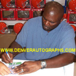 Lawrence Taylor Autographed New York Giants Goal Line Art HOF 99 Blue 13474