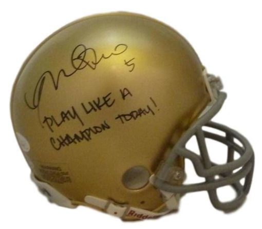 Manti Te'o Signed Notre Dame Mini Helmet Play Like A Champion Today BAS 13515