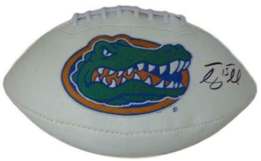 Tim Tebow Autographed/Signed Florida Gators White Logo Football BAS 13518