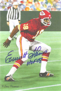 Emmitt Thomas Autographed Kansas City Chiefs Goal Line Art Card Blue HOF 13546
