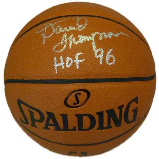 David Thompson Autographed Denver Nuggets Spalding Basketball HOF JSA 13580