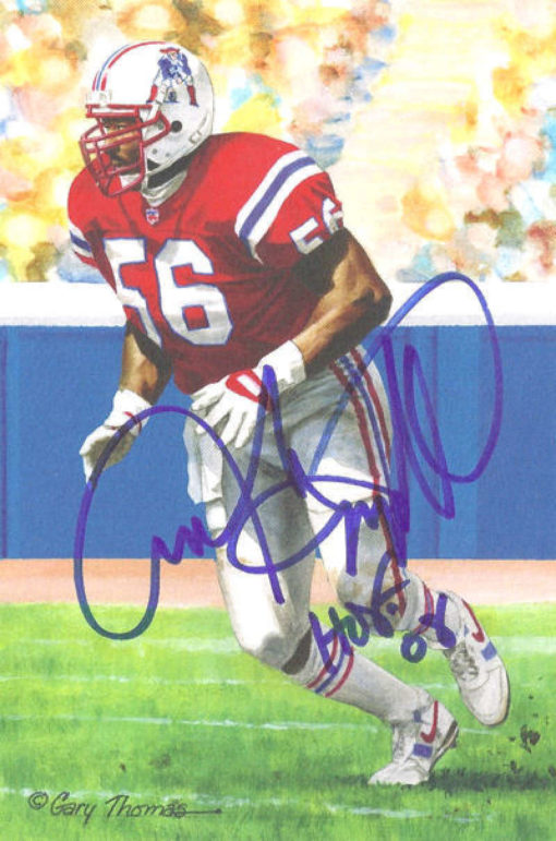 Andre Tippett Autographed Patriots Goal Line Art Card Blue HOF 13590