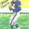 YA Tittle Autographed/Signed New York Giants Goal Line Art Card Blue HOF 13599