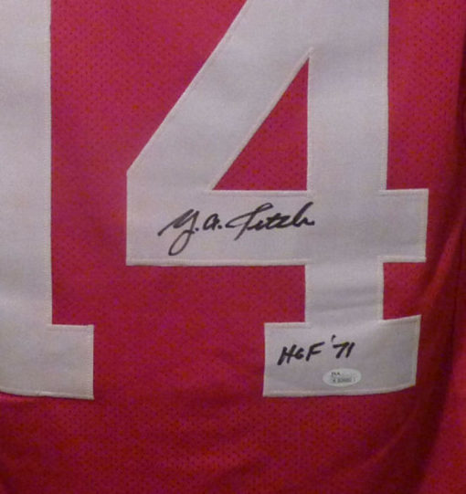 YA Tittle Autographed/Signed San Francisco 49ers XL Red Jersey HOF JSA 13602