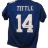 YA Tittle Autographed/Signed New York Giants Blue XL Poly Jersey HOF 13603